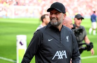  Jurgen Klopp manager of Liverpool during the Premier League match between Liverpool FC and Tottenham Hotspur at Anfield on May 05, 2024 in Liverpool, England.