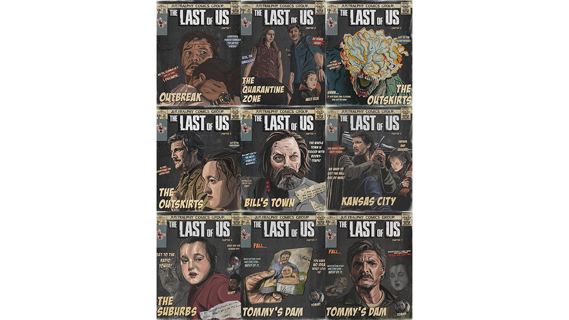 The Last Of Us comic book; nine comic book covers