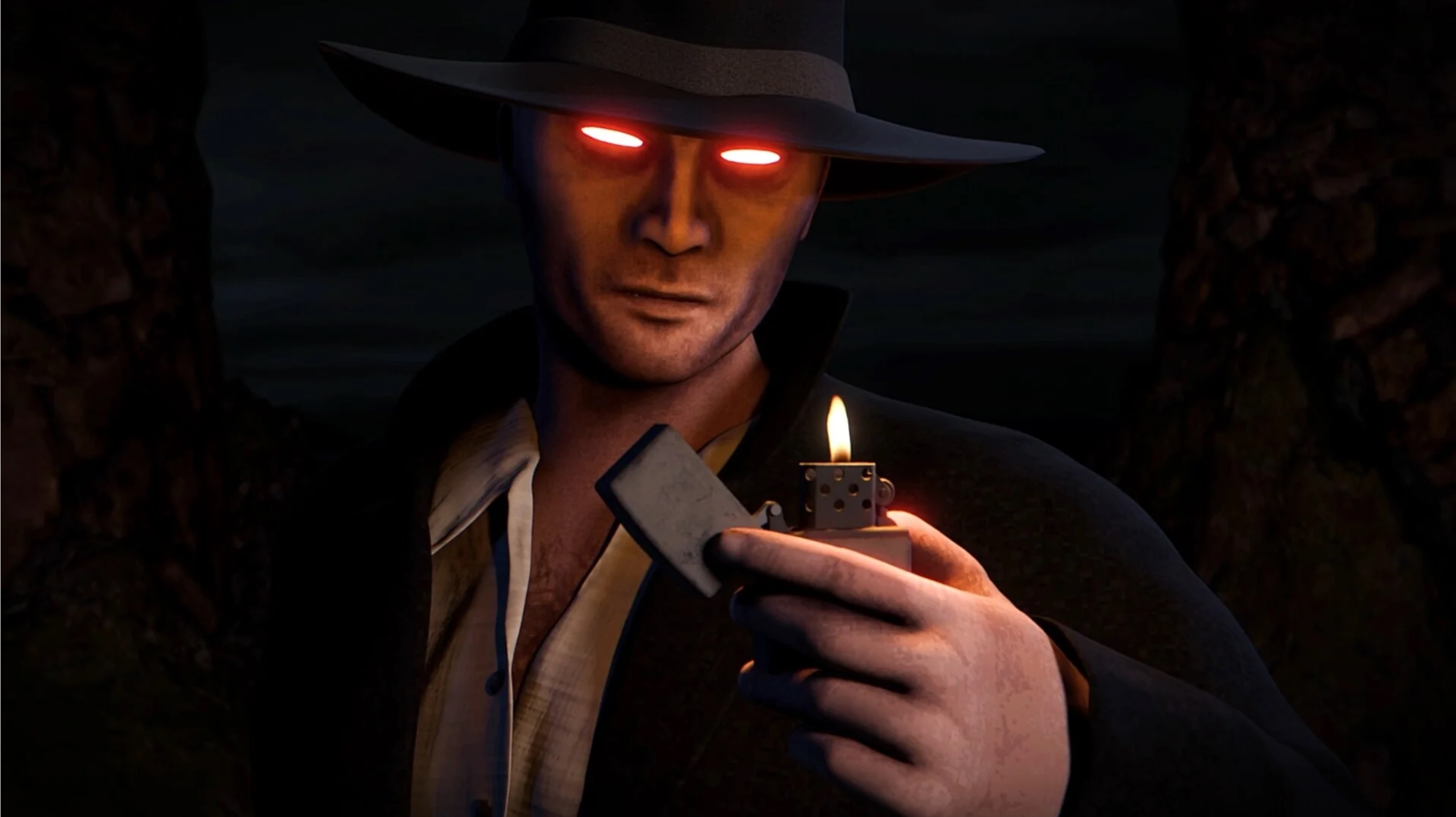 Caleb with a lit Zippo lighter