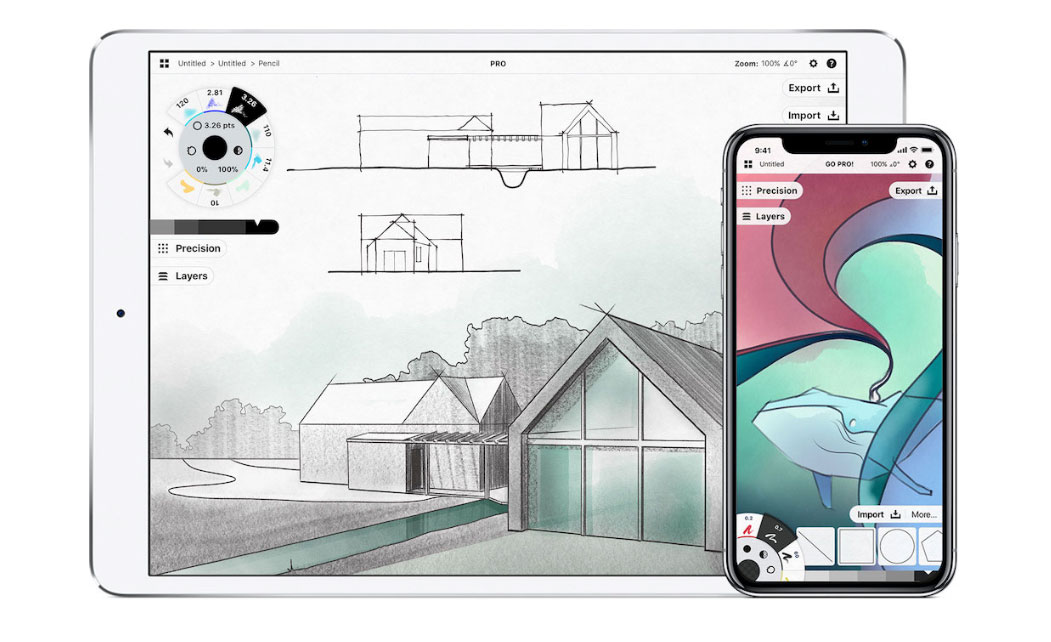 Drawing apps for iPad: Concepts screenshot showing building plans