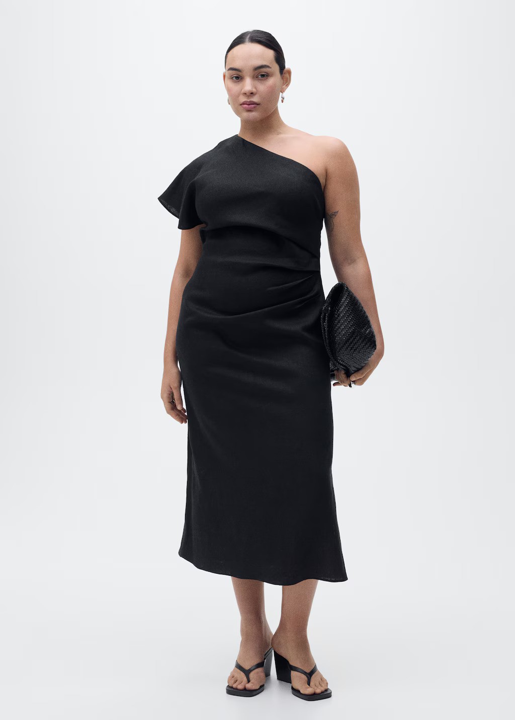 MANGO, Asymmetrical Linen Dress 