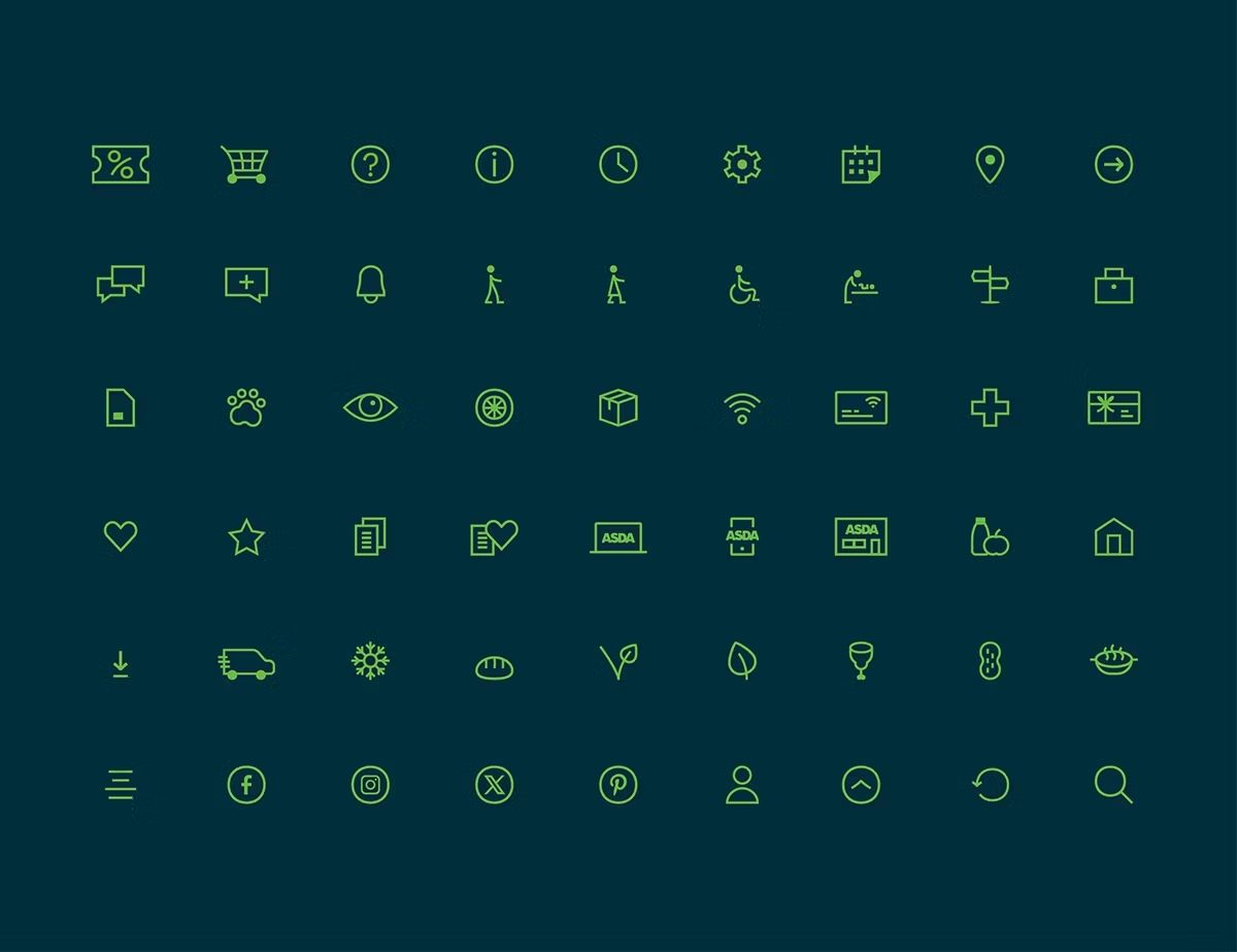 Glyphs from the Asda rebrand
