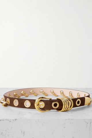 Déhanche Revenge Eyelet-Embellished Suede Belt