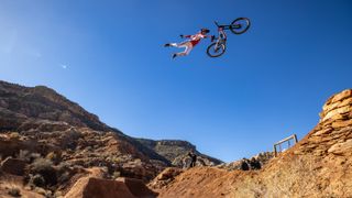 Jaxson Riddle competes at Red Bull Rampage in Virgin, Utah, USA on 15 October, 2021.