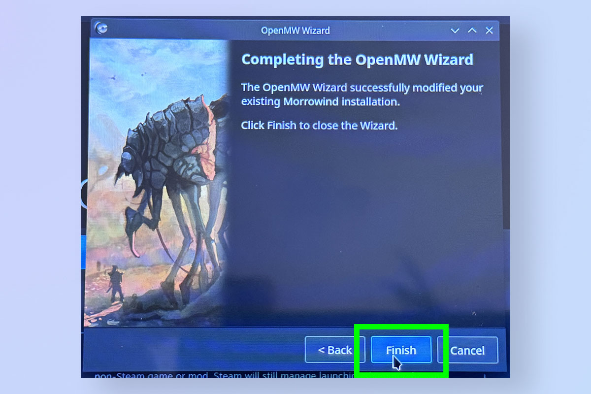 Скриншот, показывающий, как запустить Morrowind на Steam Deck.