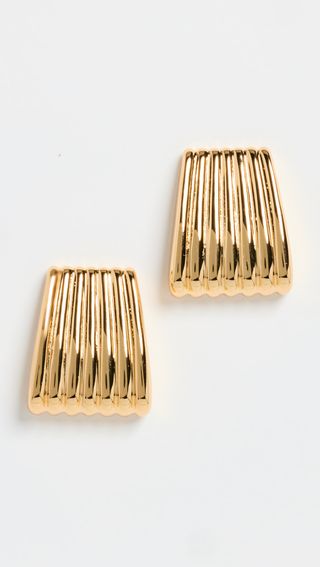 Ribbed Maxi Gold Earrings