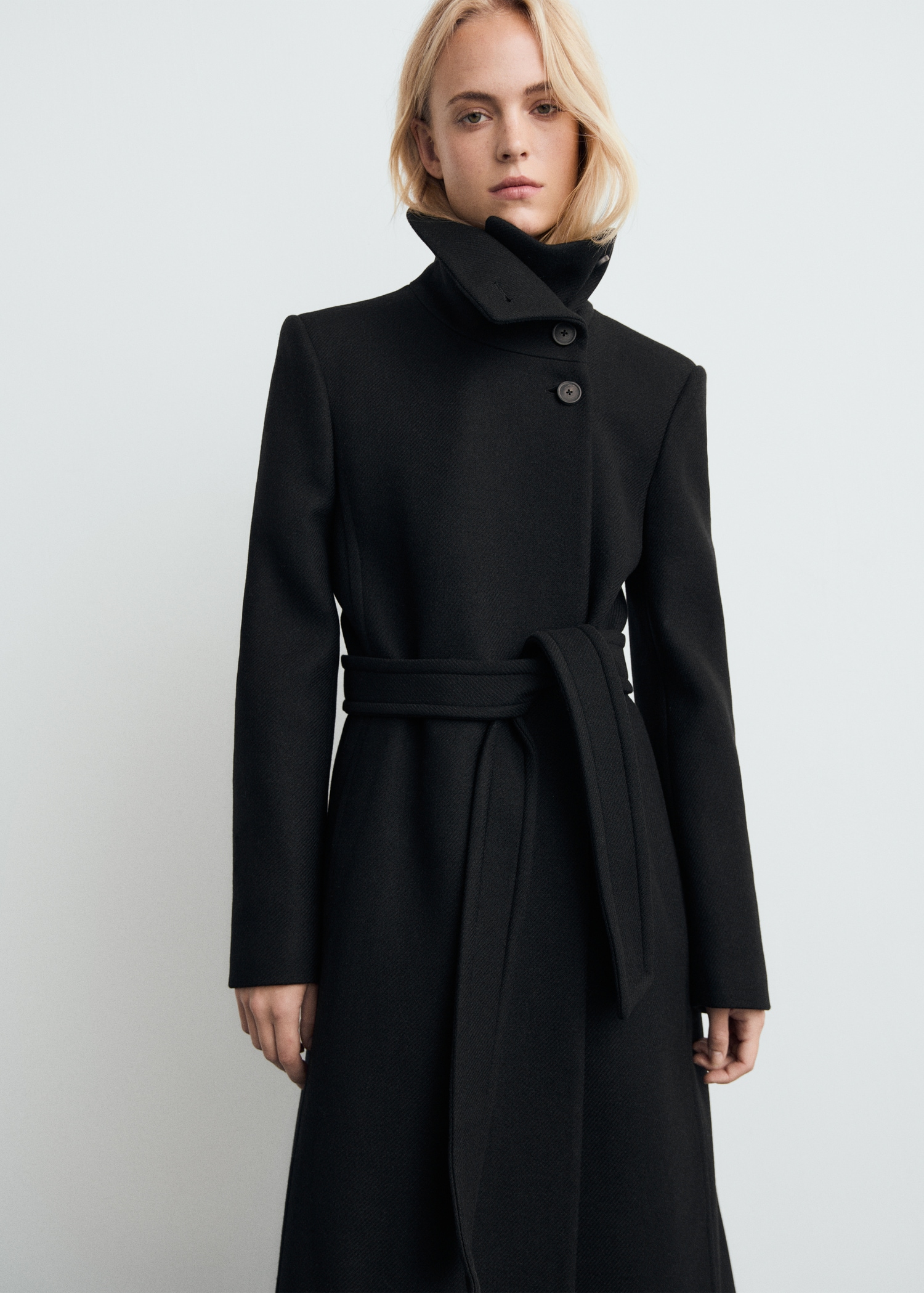 Manteco Wool Coat With Belt - Women | Mango United Kingdom
