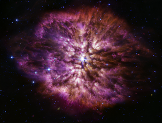 Wolf-Rayet stars are known to be efficient dust producers, and the Mid-Infrared Instrument on NASA’s James Webb Space Telescope shows this to great effect. Cooler cosmic dust glows at the longer mid-infrared wavelengths, displaying the structure of WR 124’s nebula. NASA released this image on March 14, 2023.