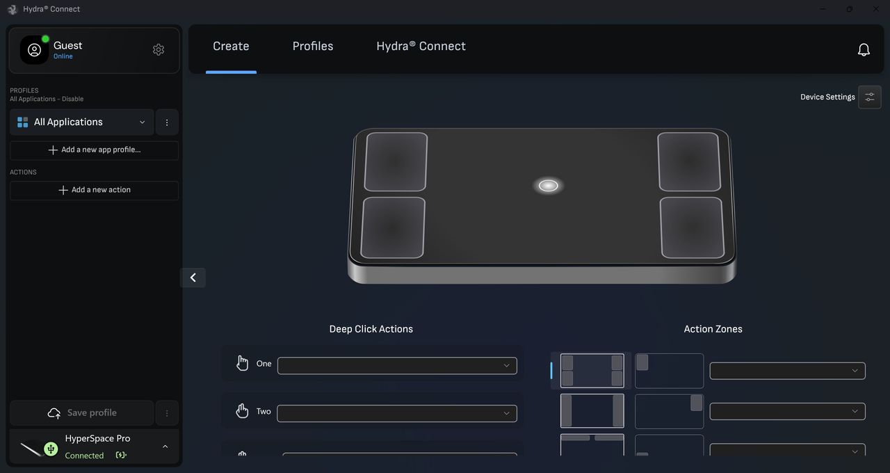 Hydra Connect software for HyperSpace Trackpad Pro