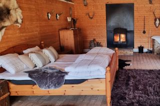 A cozy interior with wood burner