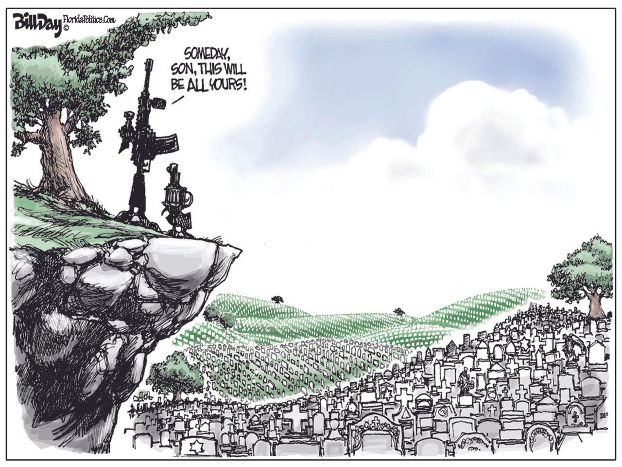 Political Cartoon U.S. Assault Rifle Handgun Mass Shootings Lion King