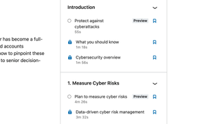 A screenshot of a sign up page for a LinkedIn Learning course on Measuring and Managing Top Cyber Risks