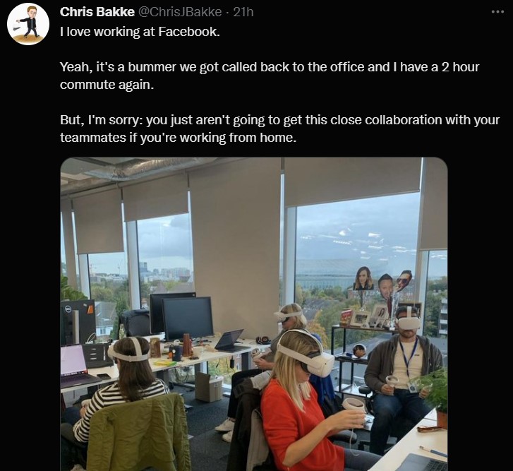 Tweet mocking VR workspaces