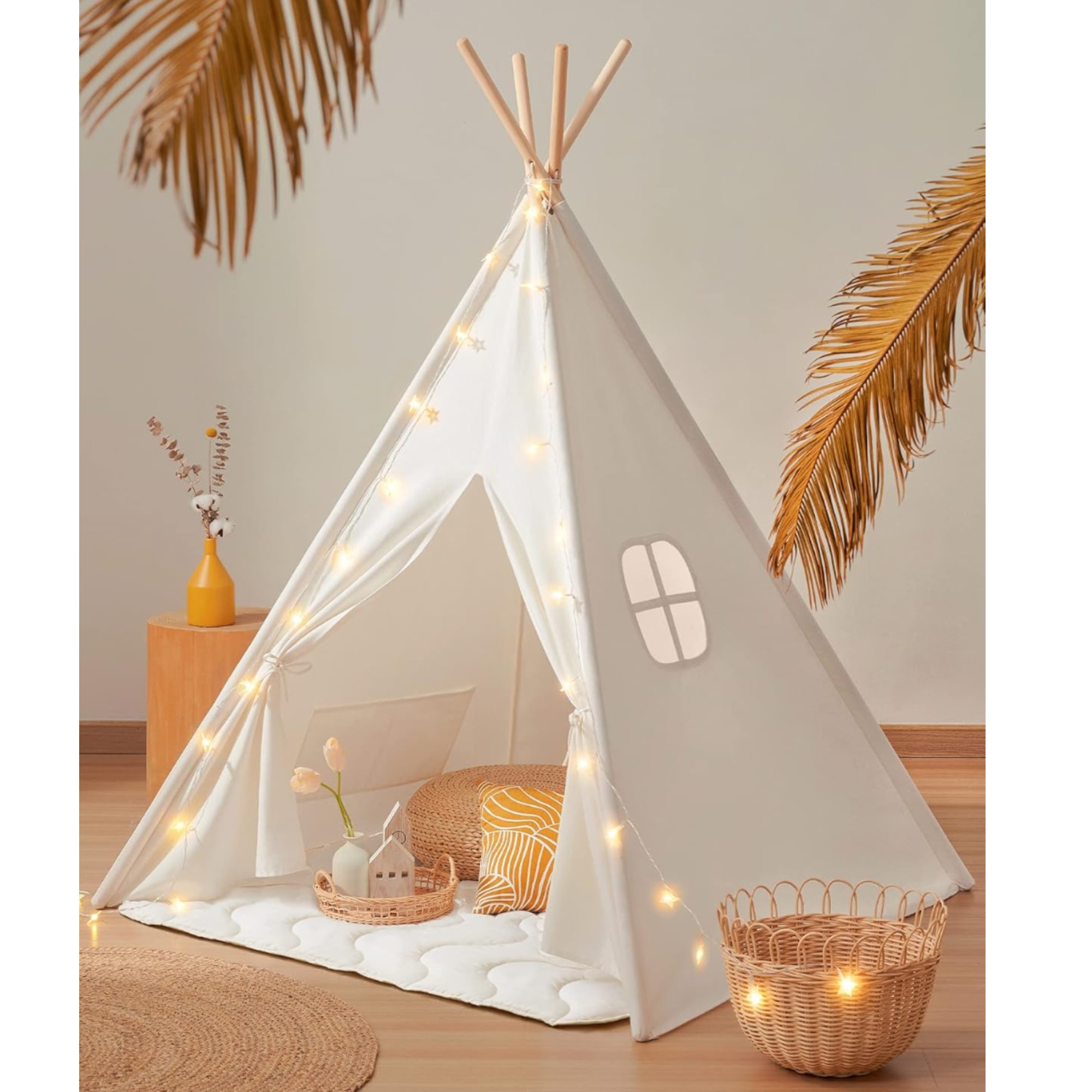 Tiny Land Teepee Tent for Kids with Padded Mat