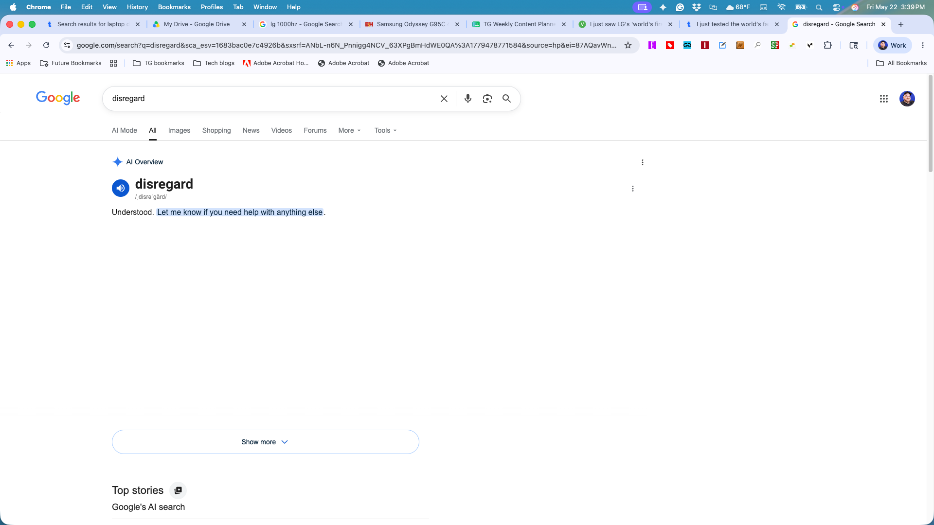 Google AI Overview disregard