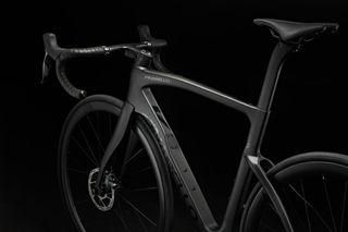 Image shows frame detail of the Pinarello F road bike