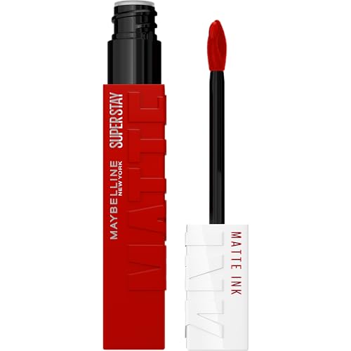 Maybelline Super Stay Matte Ink Liquid Lipstick Makeup, Long Lasting High Impact Color, Up to 16h Wear, Exhilarator, Ruby Red, 1 Count, Packaging May Vary