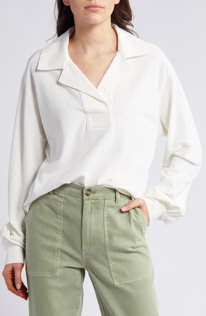 Oversize Long Sleeve Cotton Polo