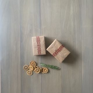 Gift tag with dried orange and rosemary