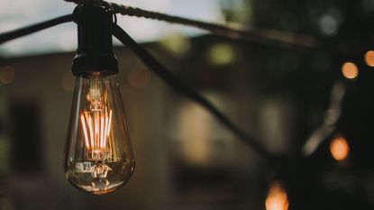 Close up on a solar filament bulb