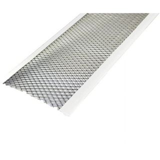 A silver Gutter Screen 5 in X 3 Ft With White Edge