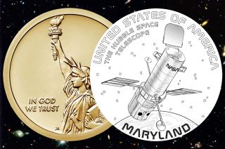 The Hubble Space Telescope may feature on Maryland's American Innovation $1 coin being issued by the United States Mint in 2020. The design pictured above was favored by the Citizens Coinage Advisory Committee and the Commission of Fine Arts.