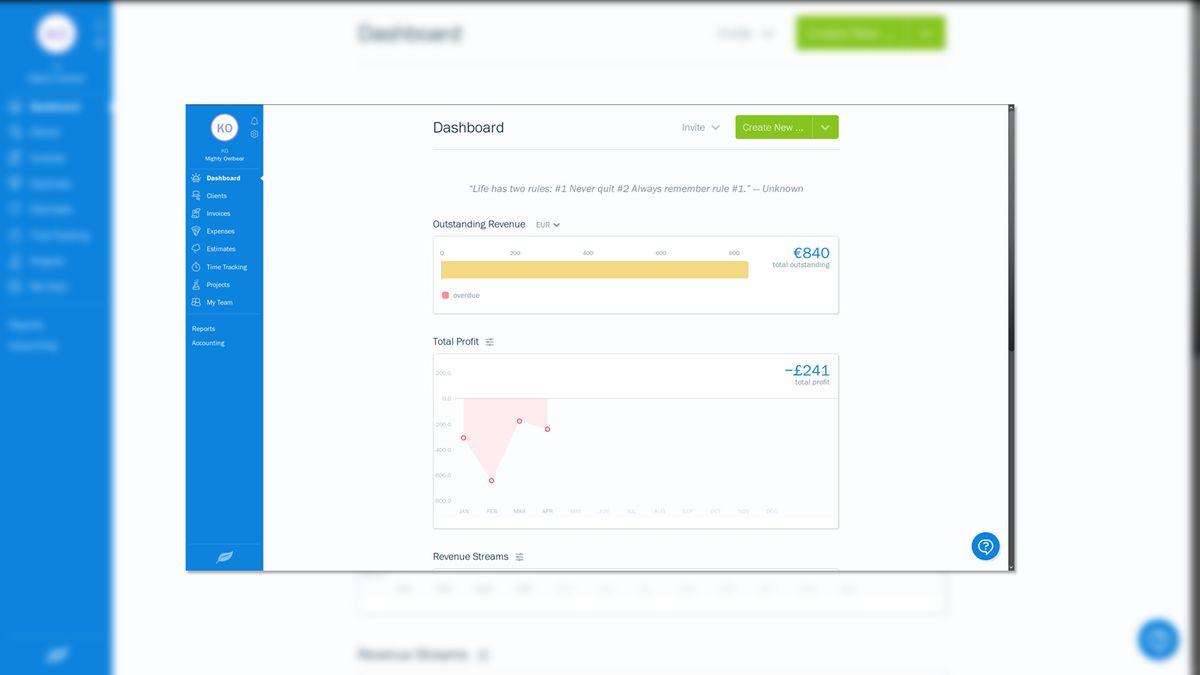 A screenshot of the FreshBooks accounting software interface