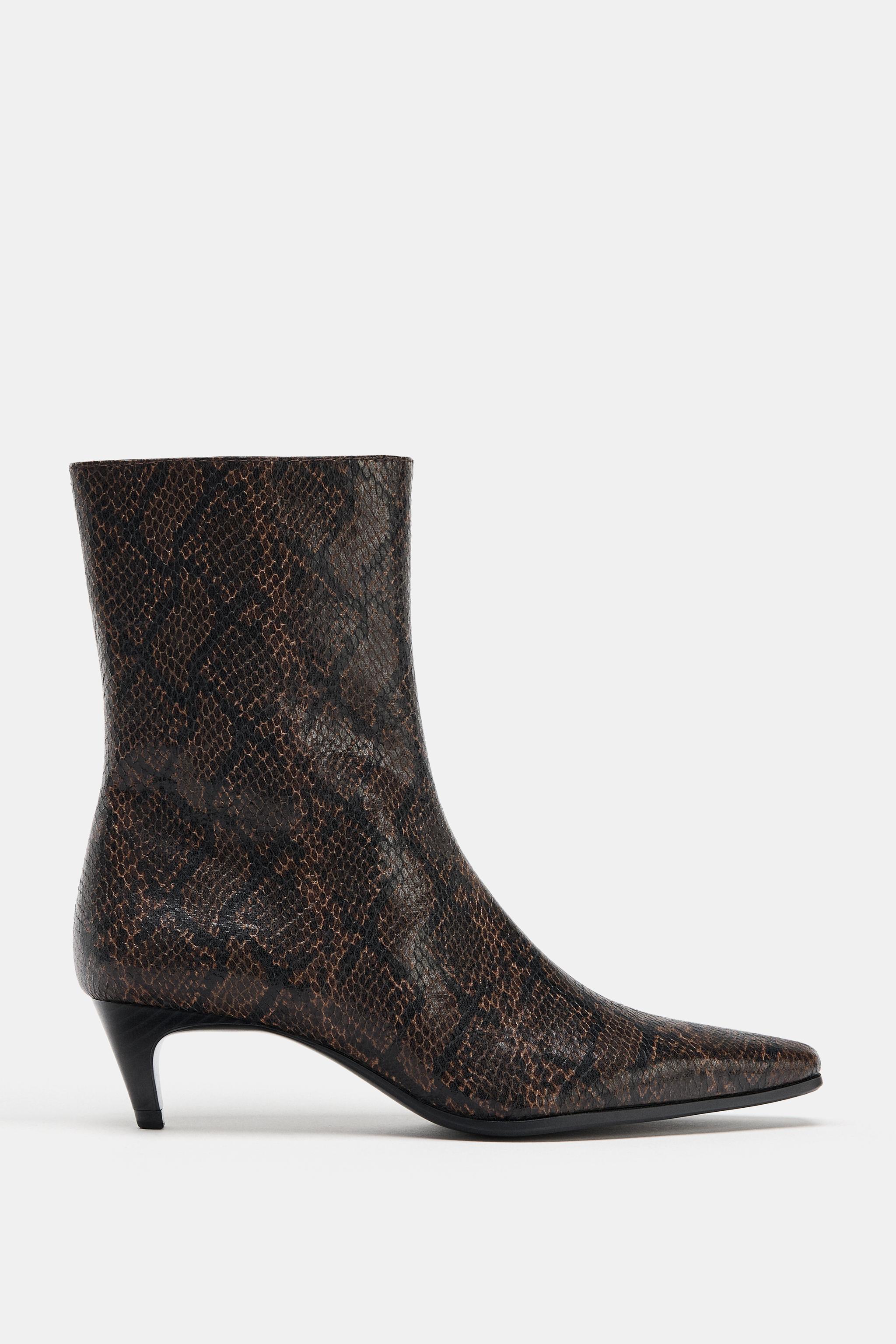 Printed Heel Ankle Boots