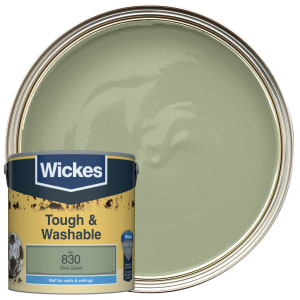 Wickes Tough & Washable Matt Emulsion Paint - Olive Green No.830 - 2.5l