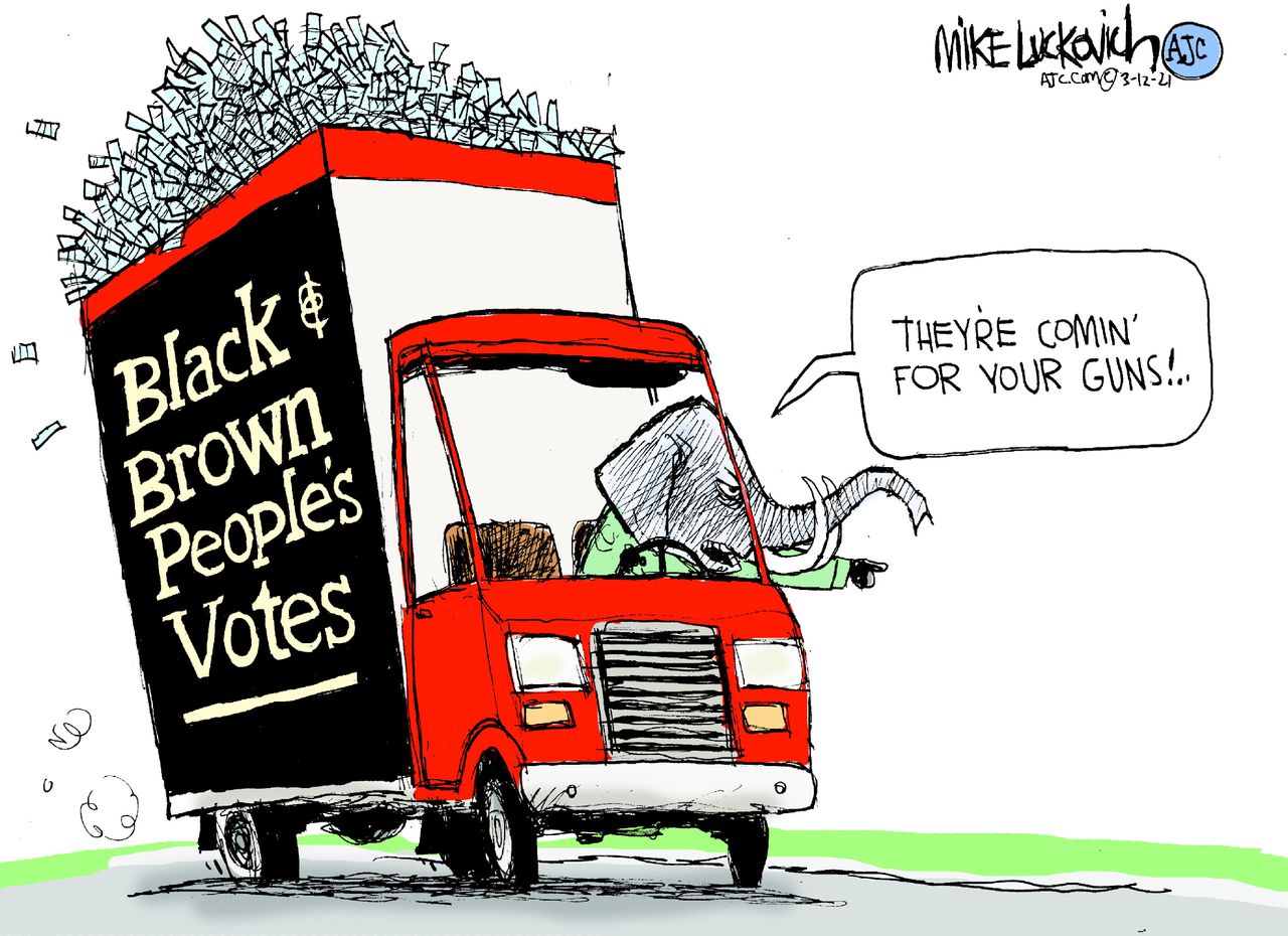 Political Cartoon U.S. gop&amp;amp;nbsp;voter suppression&amp;amp;nbsp;gun laws