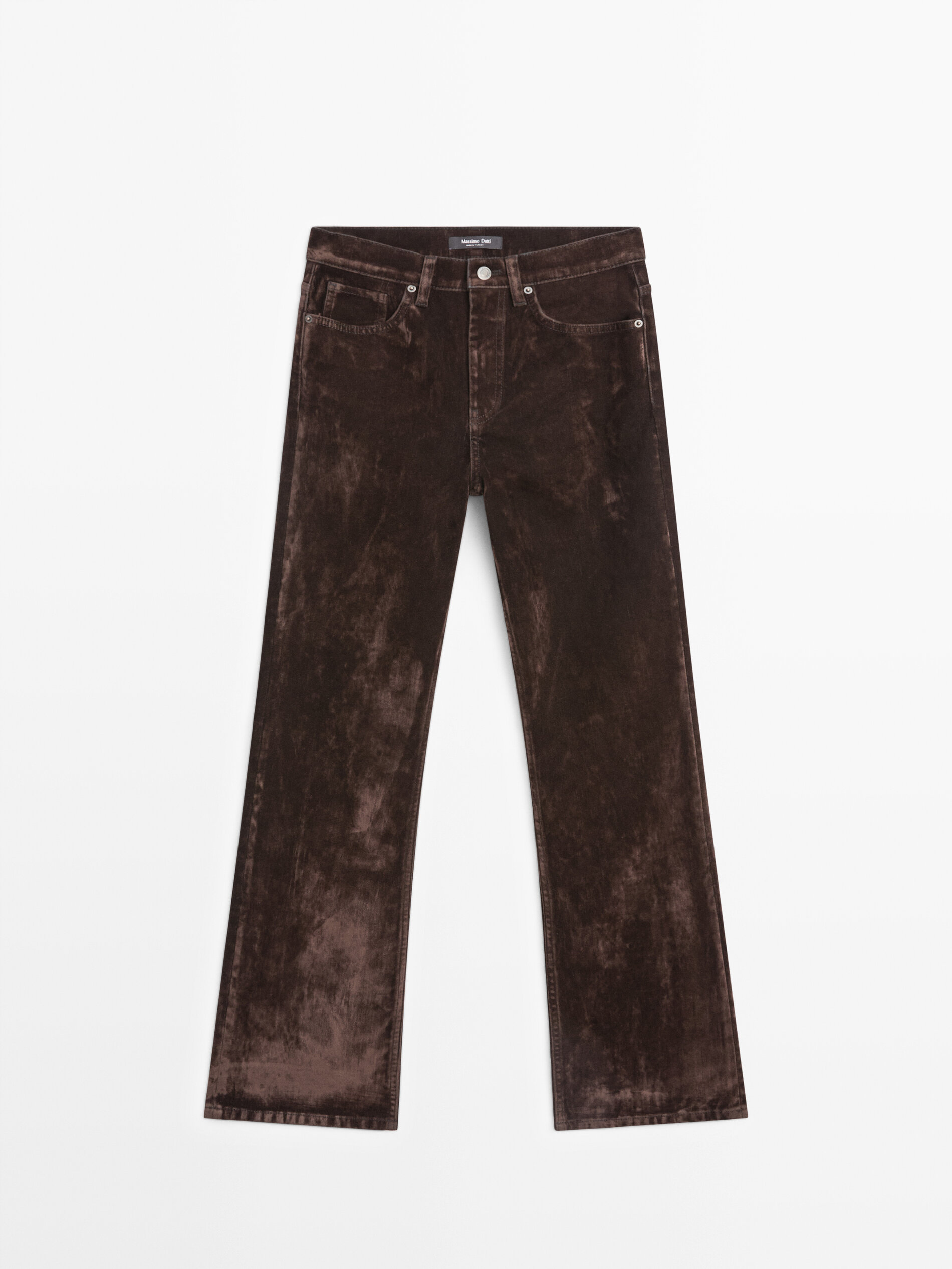 High-Waist Flocked Boot-Cut Jeans