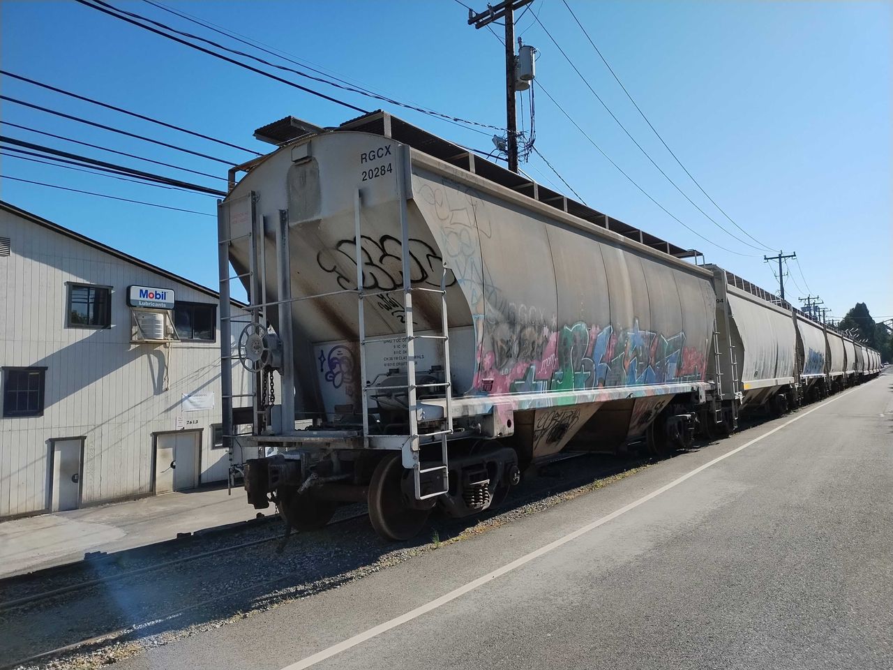 A train with graffiti on it