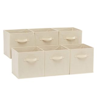 Six cream-colored storage cubes