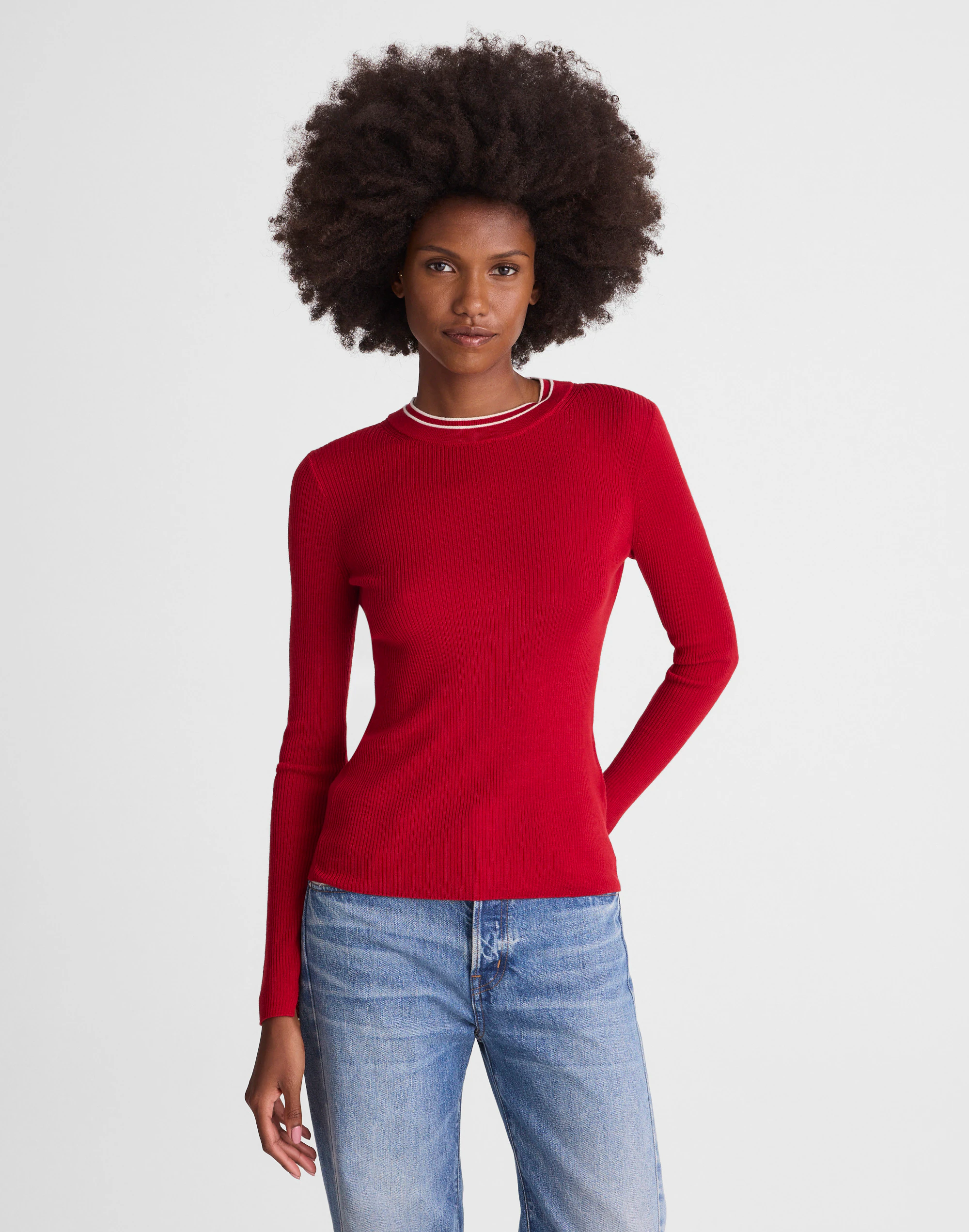 Double Layered Crewneck in Merino-Silk Blend