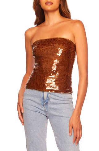 Sheer Sequin Tube Top