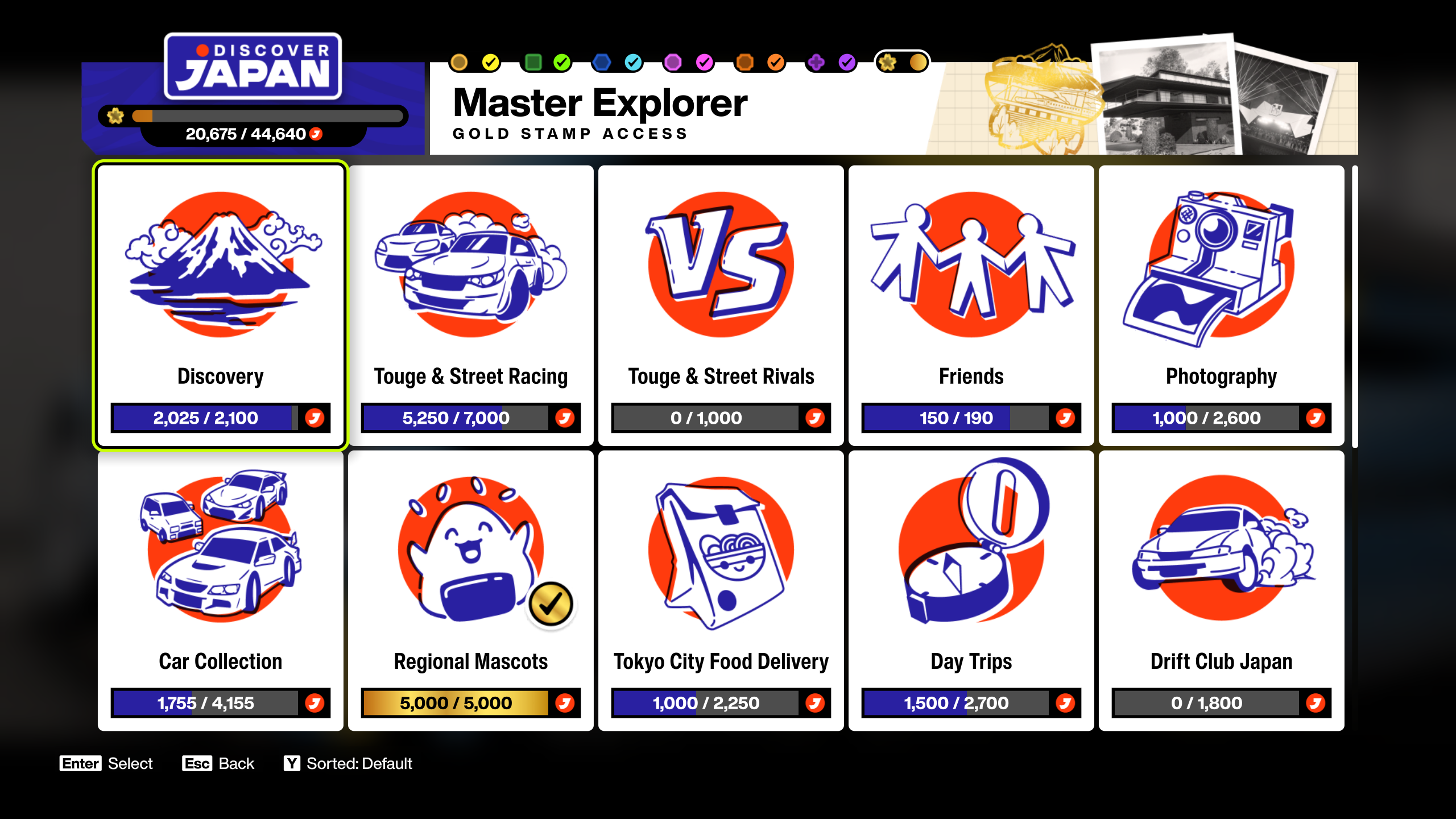 A screenshot of the Discover Japan collection journal in Forza Horizon 6 showing the level of Master Explorer achieved.