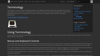 Website screenshot for Terminology