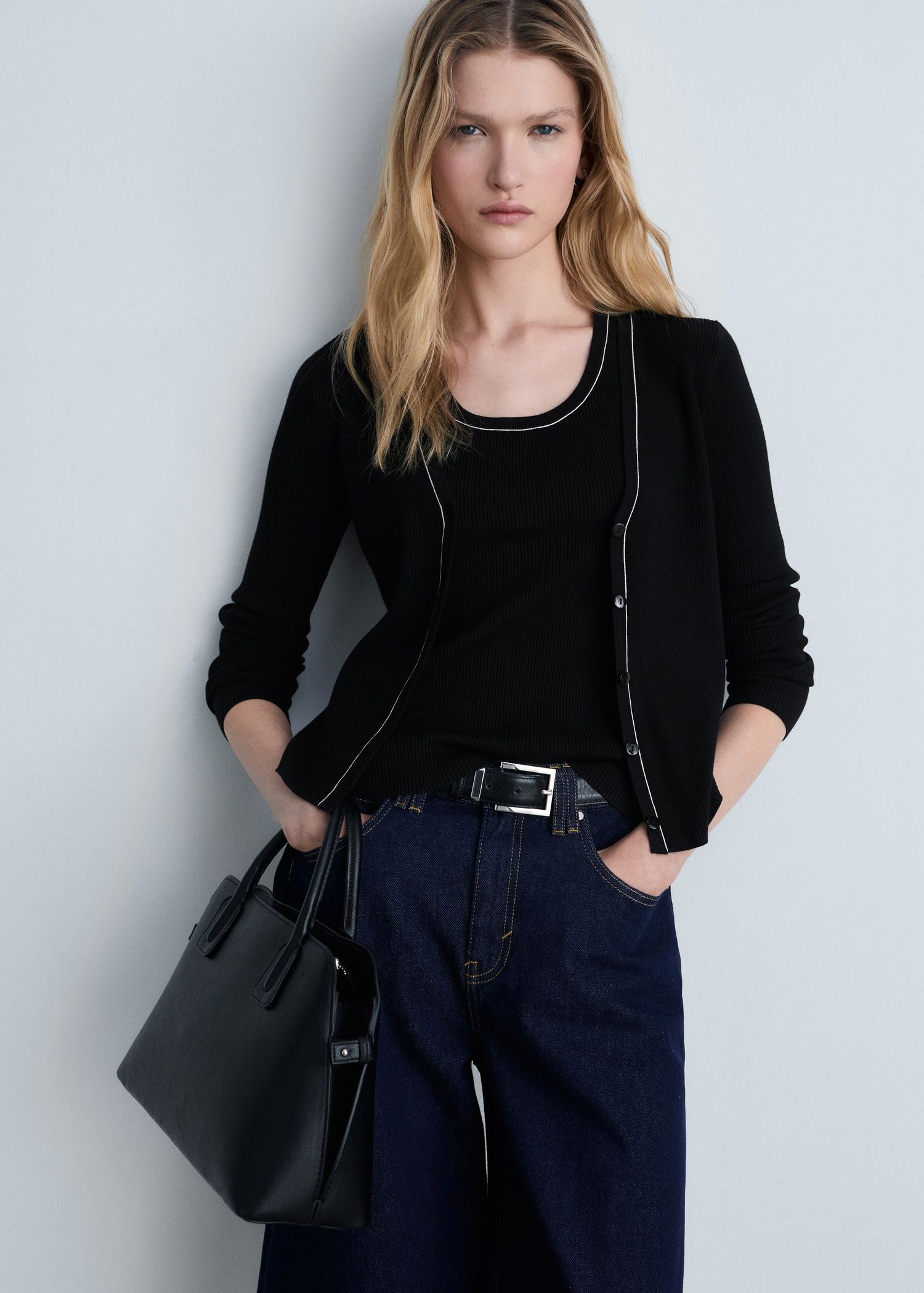 MANGO V-Neck Knitted Cardigan