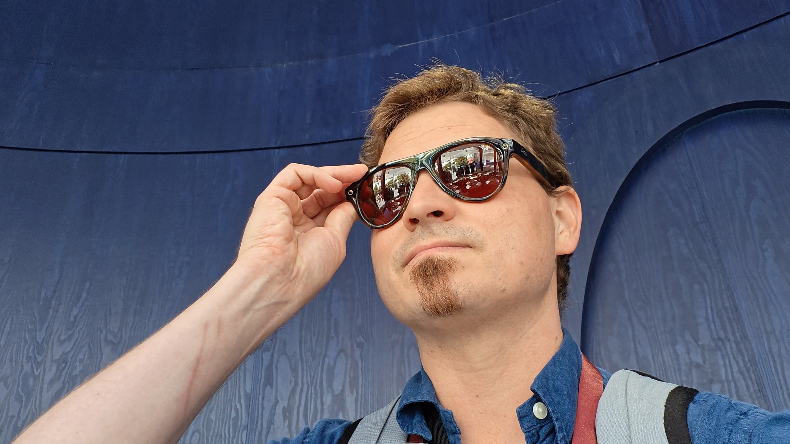Wearing Ray-Ban Meta Gen 3 Aviator style smart glasses
