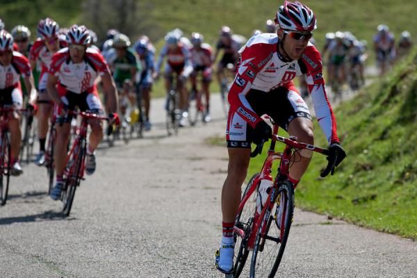 Paul Mach (Bissell Pro Cycling) launches to claim KOM points in the MID Road Race.