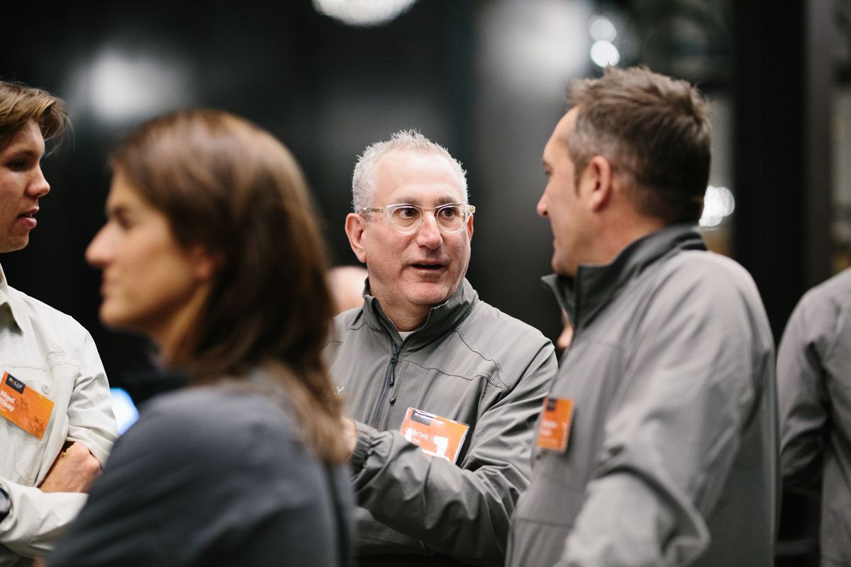 Managing Director Charles Aaron speaks with European General Manager St&eacute;phane Heulot.
