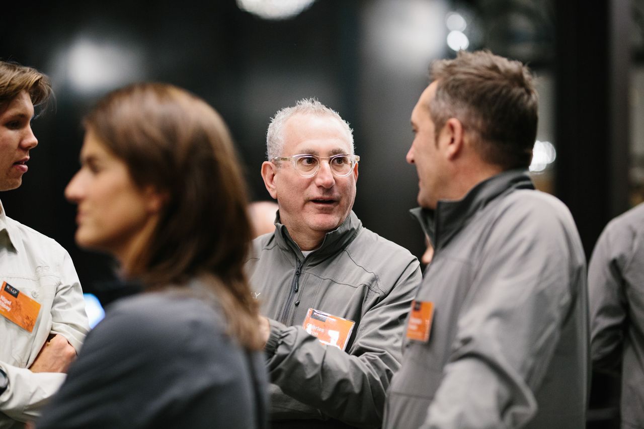 Managing Director Charles Aaron speaks with European General Manager St&eacute;phane Heulot.