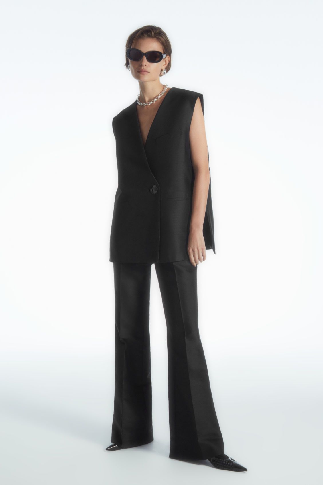 Flared Wool-Blend Pants