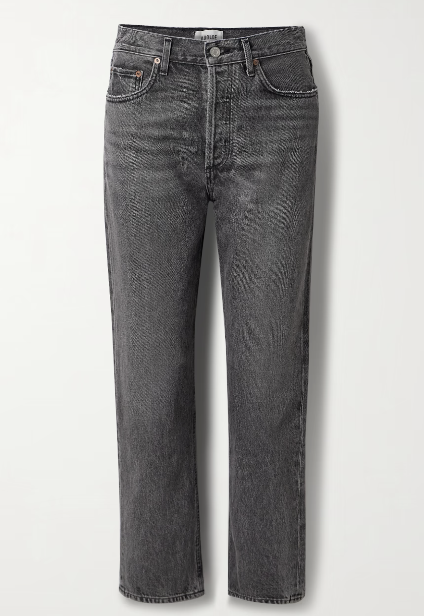 Agolde, 90's Pinch Waist Crop regenerative high-rise straight-leg jeans