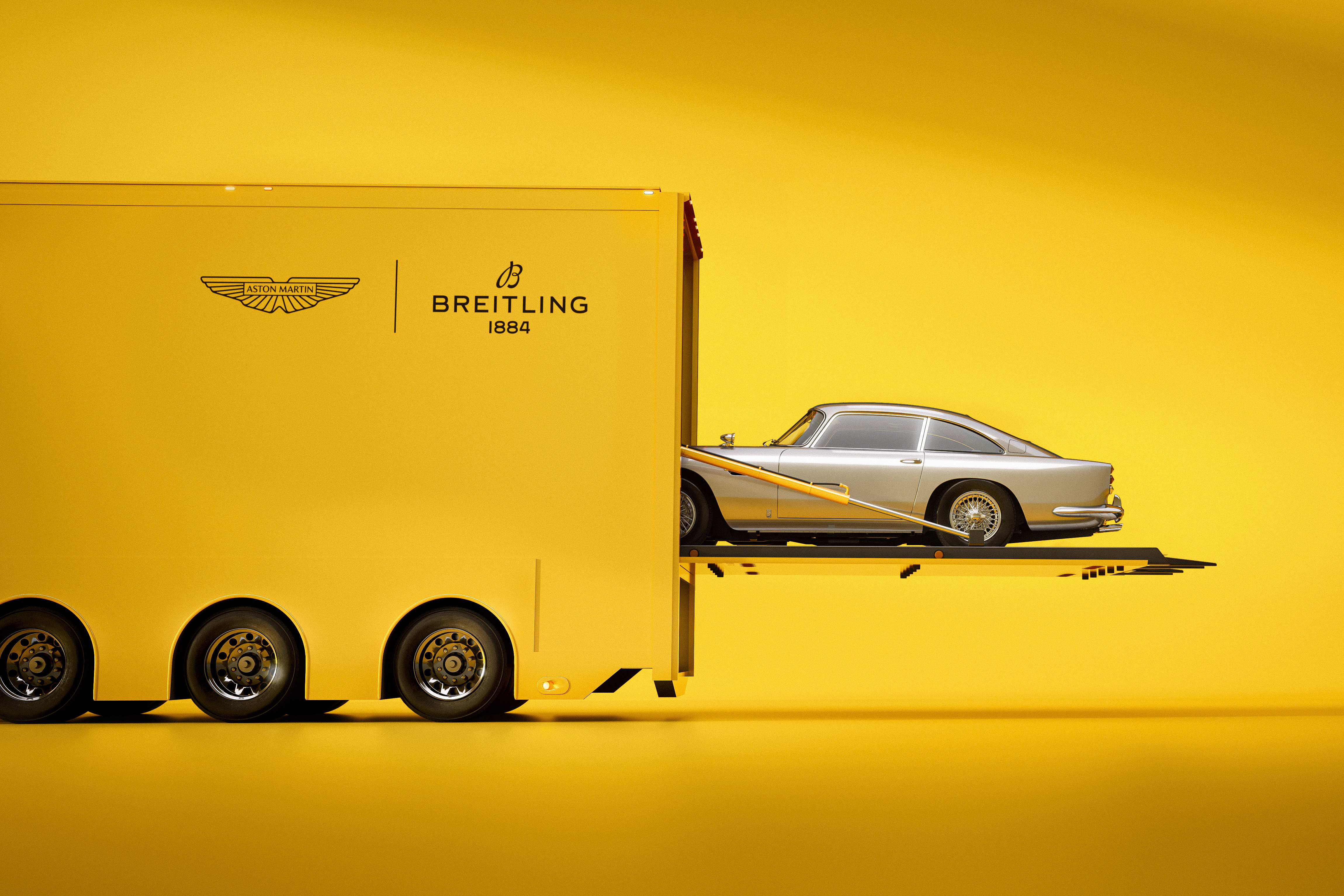 Aston Martin DB5, wheeled out to celebrate the new partnership with Breitling