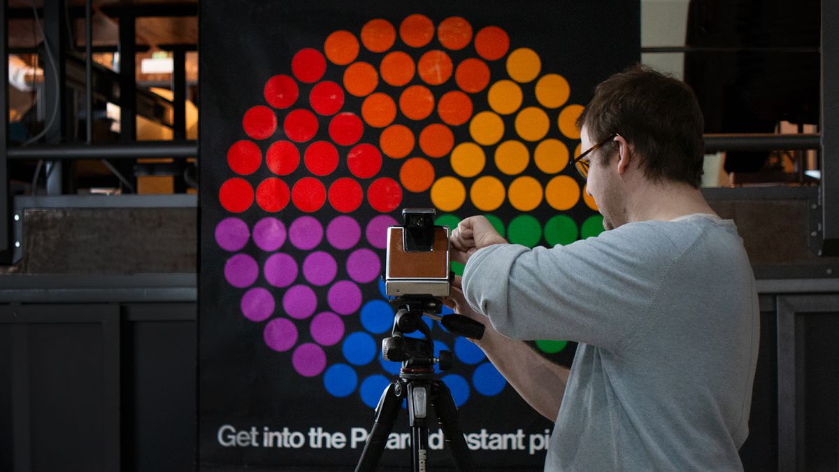 Tear down of the Polaroid SX-70 camera in the Retrospekt workshop during a refurbish