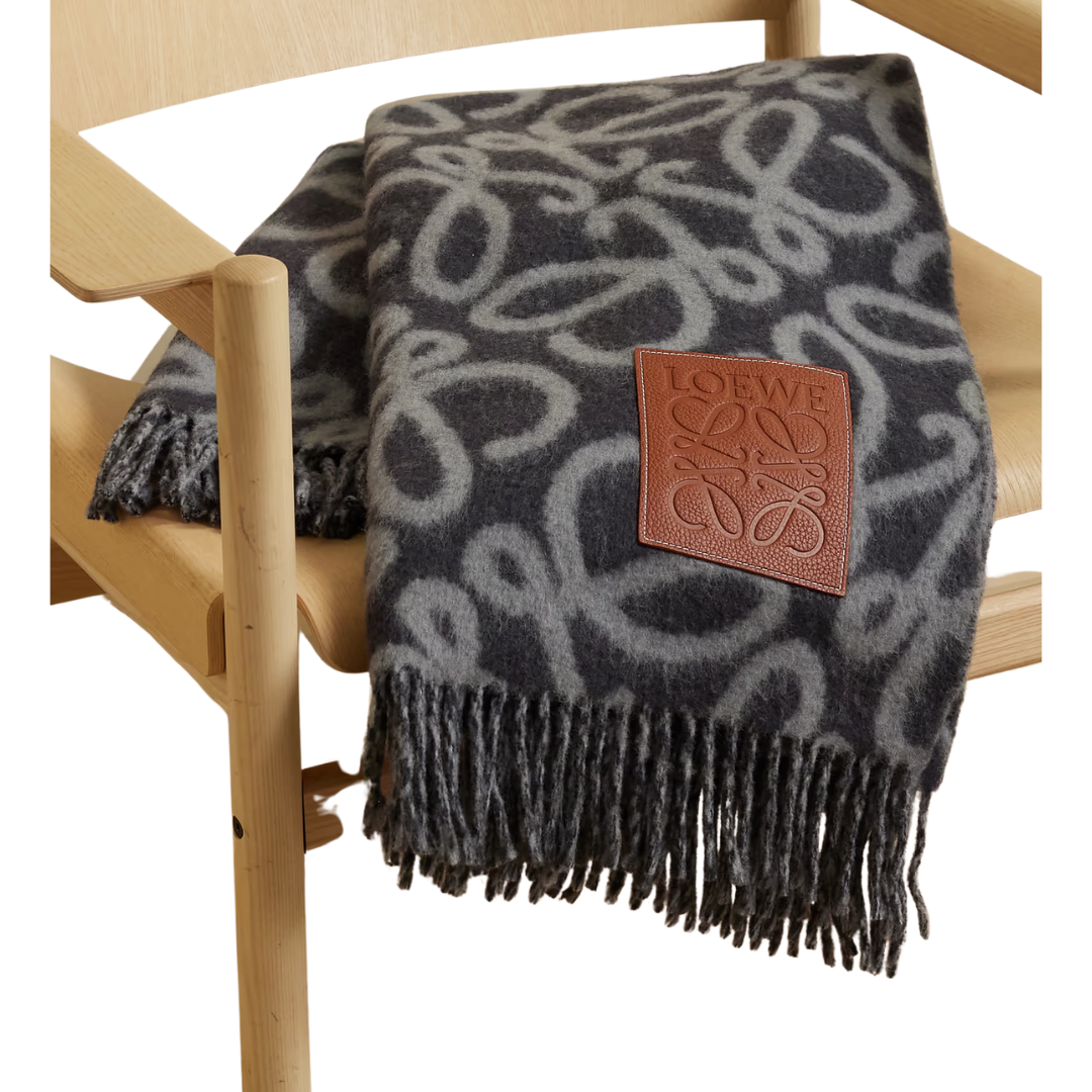 Loewe, Fringed Leather-Trimmed Alpaca-Blend Jacquard Blanket