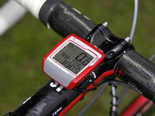 A simple Sigma 1106 computer keeps track of Schleck's day in the saddle.