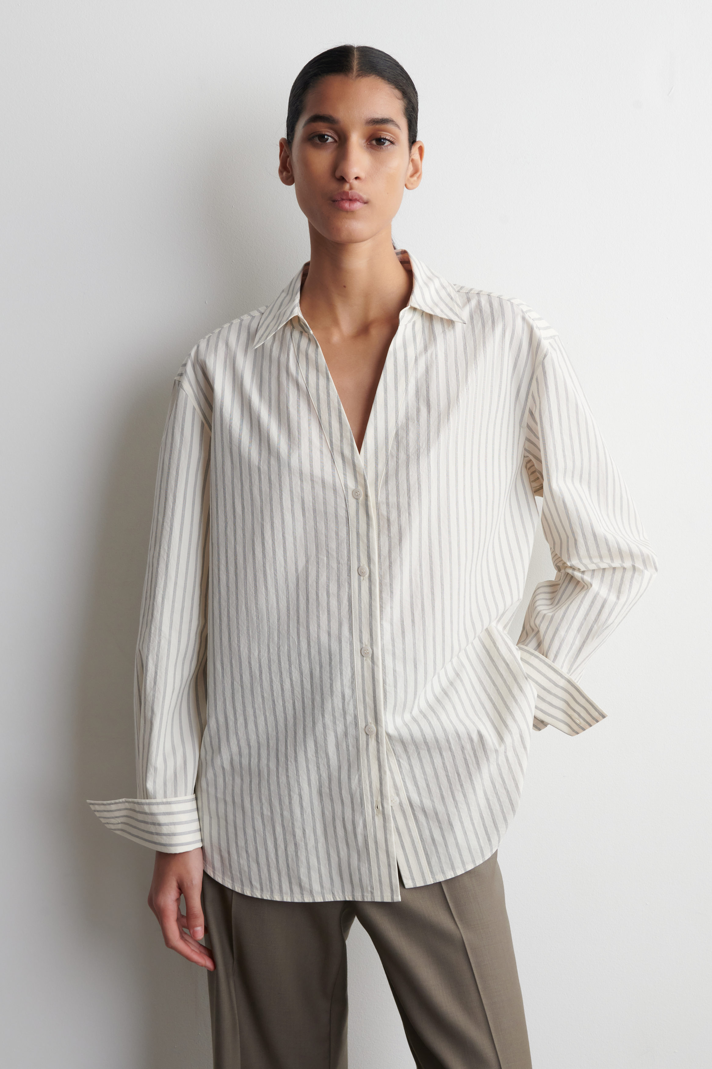 Open-Collar Cotton-Poplin Shirt