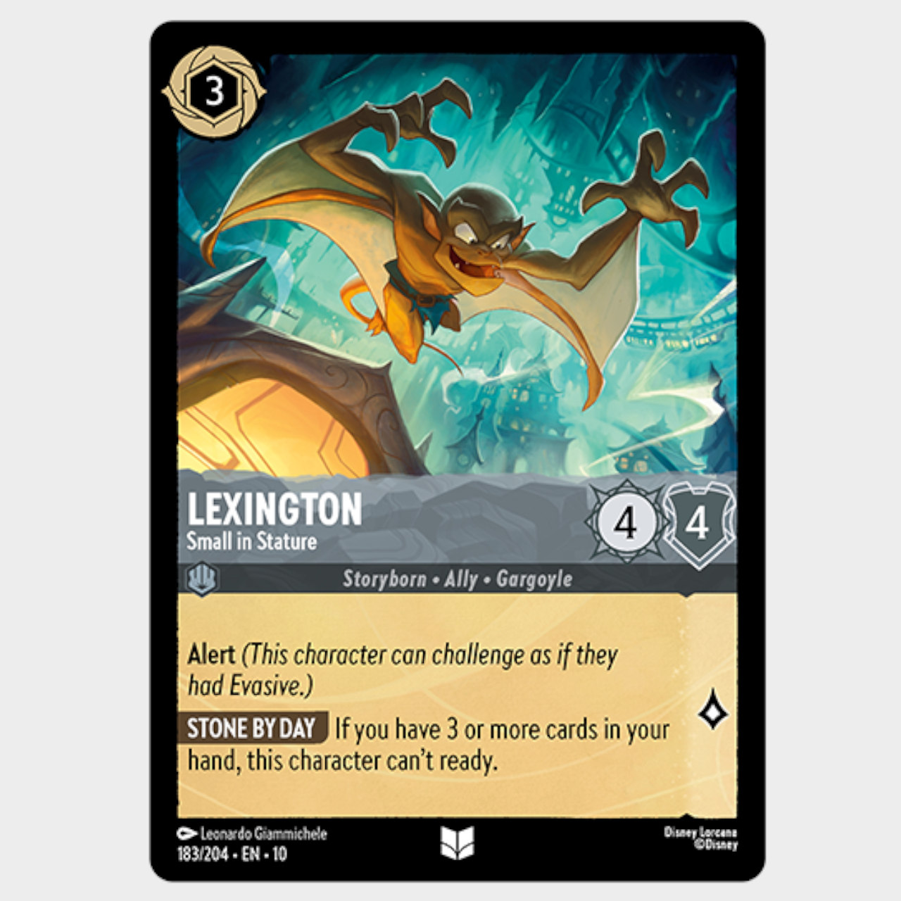 Disney Lorcana Gargoyles card on a plain background